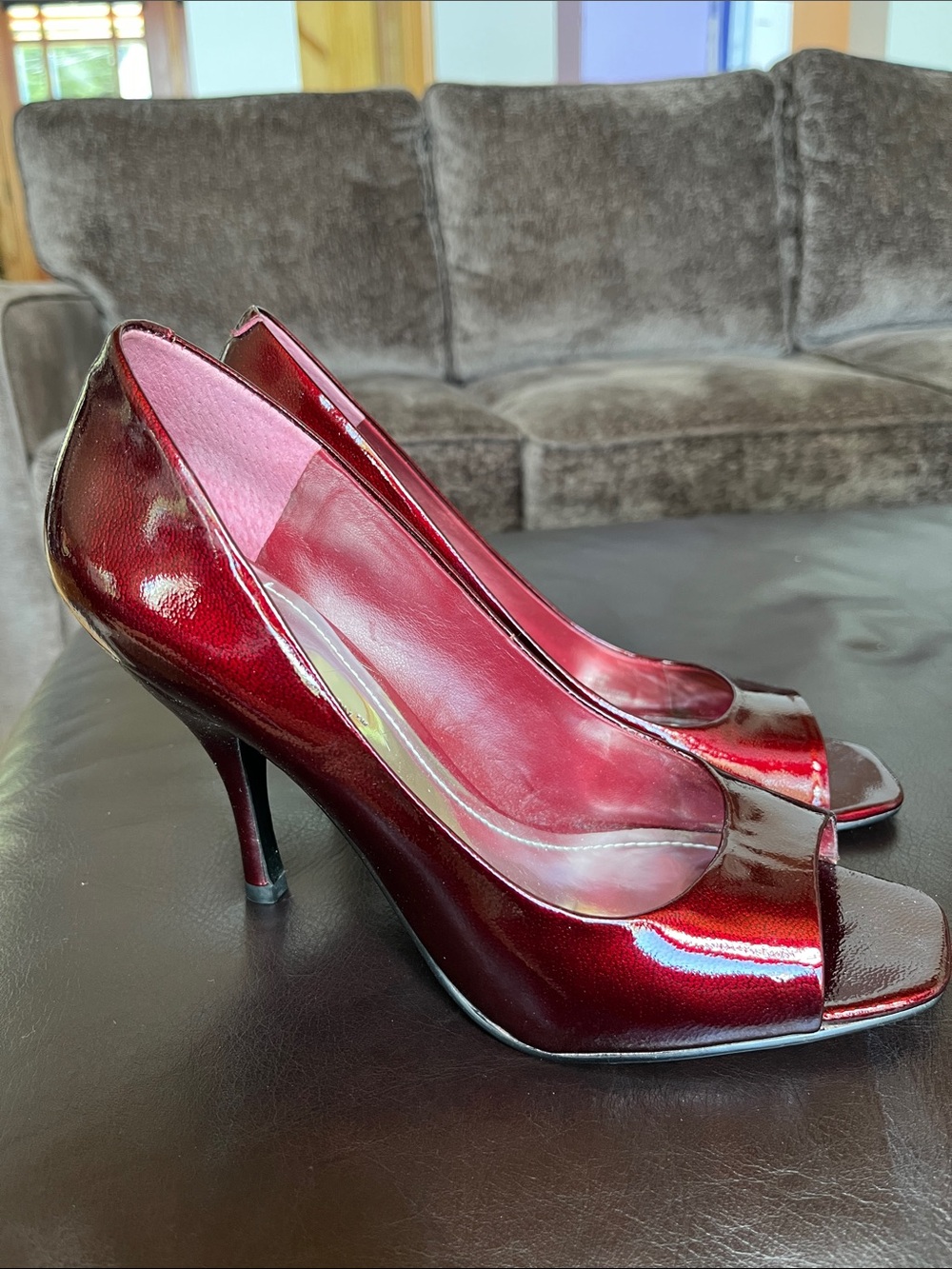 BCBG Red Peep Toe Heels 👠